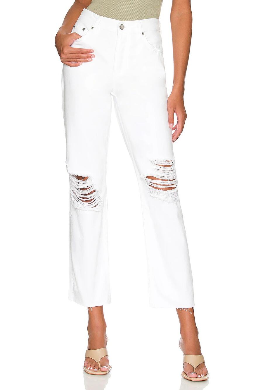 NWT Rails Atwater Slouchy Straight Jeans Blanche White Distressed 25